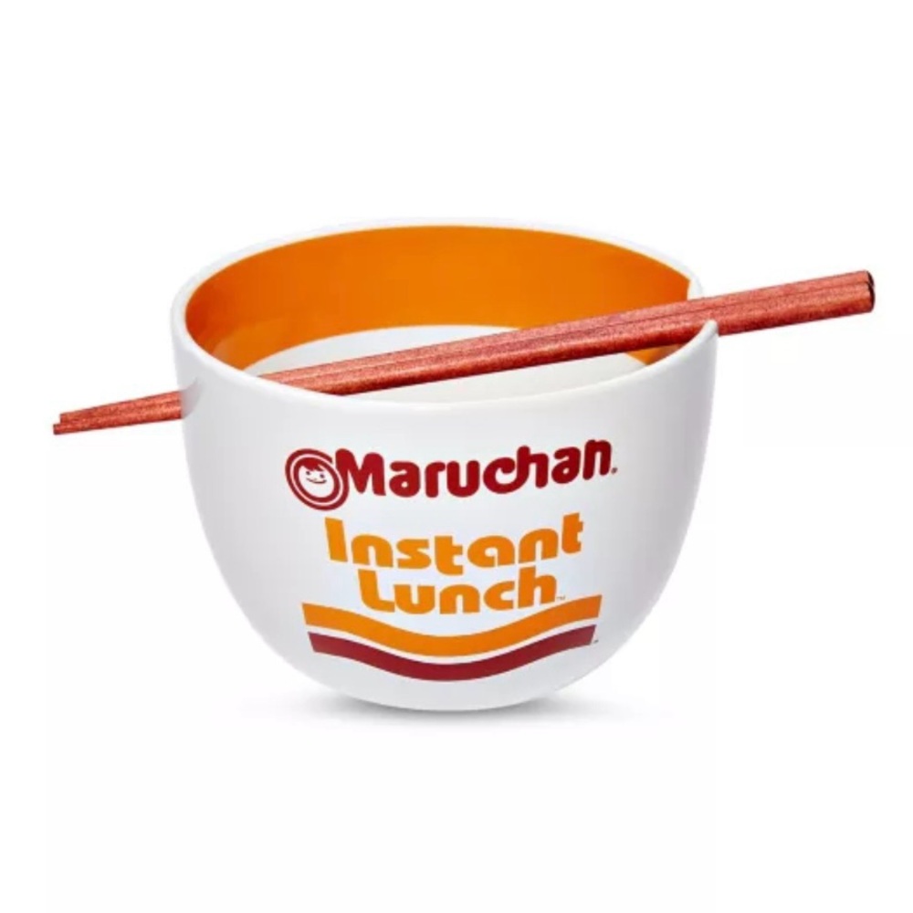 Ceramic Lunch Bowl with Red and Orange Design